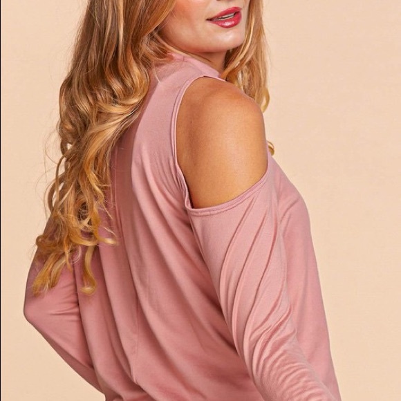 Pink Cold Shoulder Cut Out Long Sleeve Knit Top - Picture 8 of 8